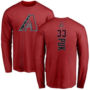 Men's Arizona Diamondbacks A.J. Puk ＃33 Backer Long Sleeve T-Shirt - Red