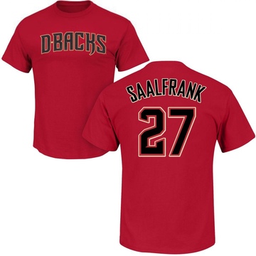 Men's Arizona Diamondbacks Andrew Saalfrank ＃27 Roster Name & Number T-Shirt Crimson