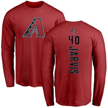 Men's Arizona Diamondbacks Bryce Jarvis ＃40 Backer Long Sleeve T-Shirt - Red