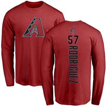 Men's Arizona Diamondbacks Eduardo Rodriguez ＃57 Backer Long Sleeve T-Shirt - Red