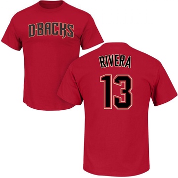 Men's Arizona Diamondbacks Emmanuel Rivera ＃13 Roster Name & Number T-Shirt Crimson