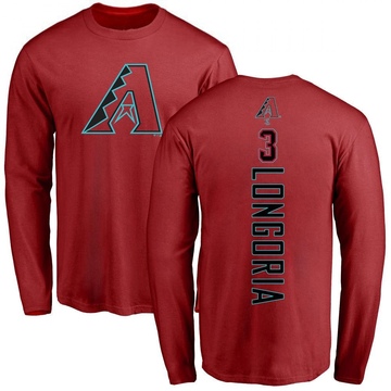 Men's Arizona Diamondbacks Evan Longoria ＃3 Backer Long Sleeve T-Shirt - Red