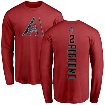 Men's Arizona Diamondbacks Geraldo Perdomo ＃2 Backer Long Sleeve T-Shirt - Red