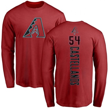 Men's Arizona Diamondbacks Humberto Castellanos ＃54 Backer Long Sleeve T-Shirt - Red