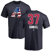 Men's Arizona Diamondbacks Kevin Ginkel ＃37 Name and Number Banner Wave T-Shirt - Navy