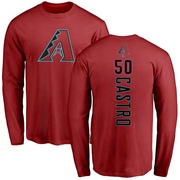 Men's Arizona Diamondbacks Miguel Castro ＃50 Backer Long Sleeve T-Shirt - Red