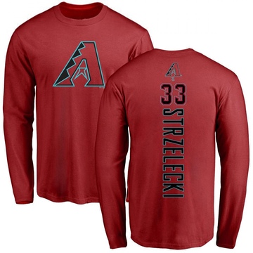 Men's Arizona Diamondbacks Peter Strzelecki ＃33 Backer Long Sleeve T-Shirt - Red