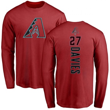 Men's Arizona Diamondbacks Zach Davies ＃27 Backer Long Sleeve T-Shirt - Red