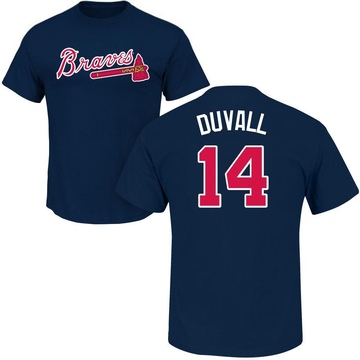 Men's Atlanta Braves Adam Duvall ＃14 Roster Name & Number T-Shirt - Navy