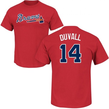 Men's Atlanta Braves Adam Duvall ＃14 Roster Name & Number T-Shirt - Red