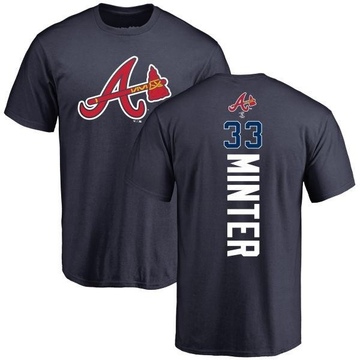 Men's Atlanta Braves A.J. Minter ＃33 Backer T-Shirt - Navy