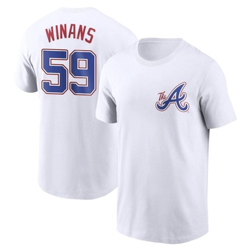 Men's Atlanta Braves Allan Winans ＃59 2023 City Connect Name & Number T-Shirt - White