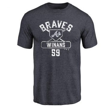 Men's Atlanta Braves Allan Winans ＃59 Base Runner T-Shirt - Navy