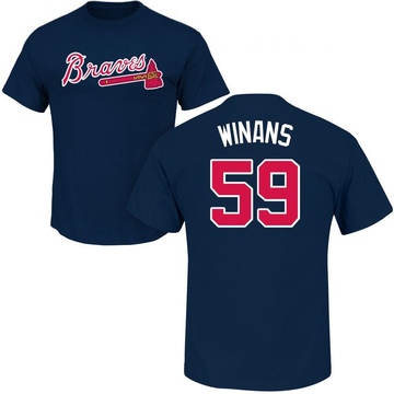 Men's Atlanta Braves Allan Winans ＃59 Roster Name & Number T-Shirt - Navy