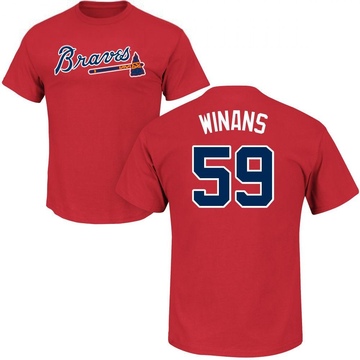 Men's Atlanta Braves Allan Winans ＃59 Roster Name & Number T-Shirt - Red