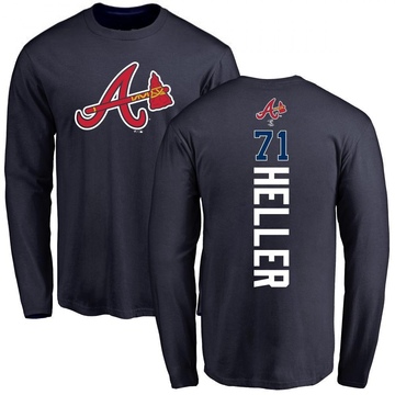 Men's Atlanta Braves Ben Heller ＃71 Backer Long Sleeve T-Shirt - Navy