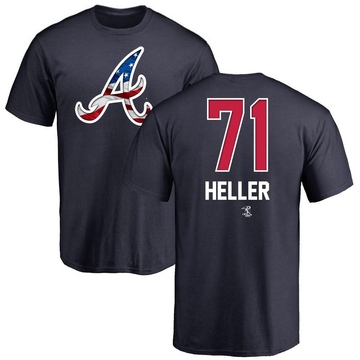 Men's Atlanta Braves Ben Heller ＃71 Name and Number Banner Wave T-Shirt - Navy