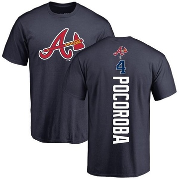 Men's Atlanta Braves Biff Pocoroba ＃4 Backer T-Shirt - Navy