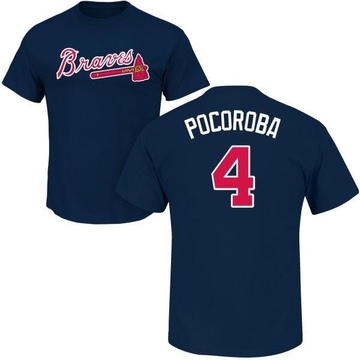 Men's Atlanta Braves Biff Pocoroba ＃4 Roster Name & Number T-Shirt - Navy