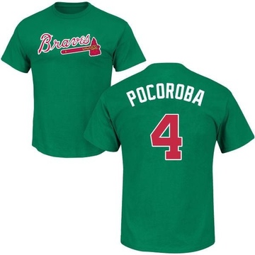 Men's Atlanta Braves Biff Pocoroba ＃4 St. Patrick's Day Roster Name & Number T-Shirt - Green