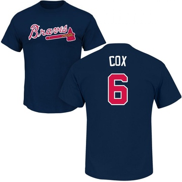 Men's Atlanta Braves Bobby Cox ＃6 Roster Name & Number T-Shirt - Navy