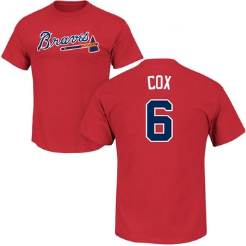 Men's Atlanta Braves Bobby Cox ＃6 Roster Name & Number T-Shirt - Red