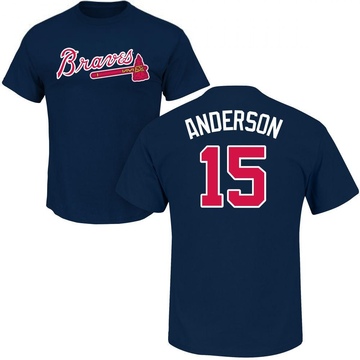 Men's Atlanta Braves Brian Anderson ＃15 Roster Name & Number T-Shirt - Navy