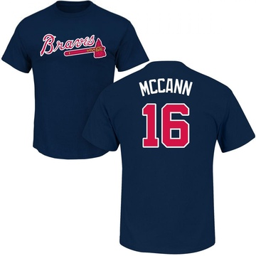 Men's Atlanta Braves Brian McCann ＃16 Roster Name & Number T-Shirt - Navy