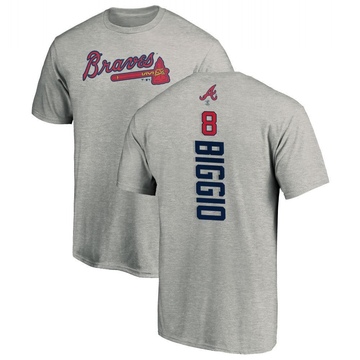 Men's Atlanta Braves Cavan Biggio ＃8 Backer T-Shirt Ash