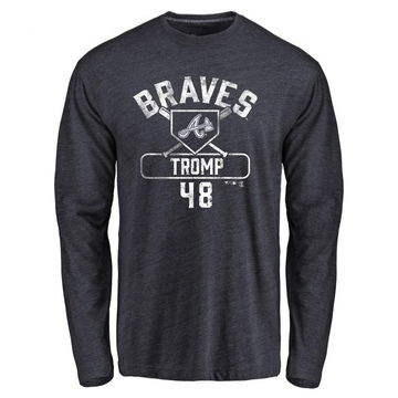 Men's Atlanta Braves Chadwick Tromp ＃48 Base Runner Long Sleeve T-Shirt - Navy