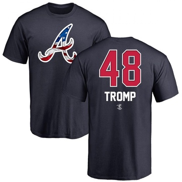 Men's Atlanta Braves Chadwick Tromp ＃48 Name and Number Banner Wave T-Shirt - Navy