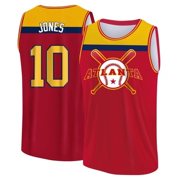 Men's Atlanta Braves Chipper Jones ＃10 Legend Baseball Tank Top - Red/Yellow