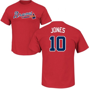 Men's Atlanta Braves Chipper Jones ＃10 Roster Name & Number T-Shirt - Red