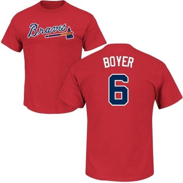 Men's Atlanta Braves Clete Boyer ＃6 Roster Name & Number T-Shirt - Red