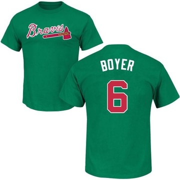 Men's Atlanta Braves Clete Boyer ＃6 St. Patrick's Day Roster Name & Number T-Shirt - Green