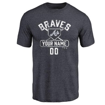 Men's Atlanta Braves Custom ＃00 Base Runner T-Shirt - Navy