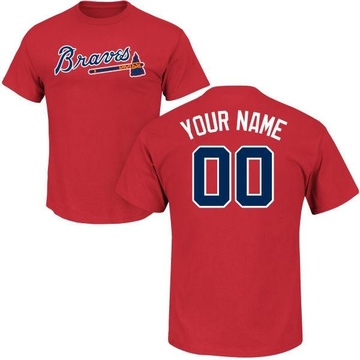 Men's Atlanta Braves Custom ＃00 Roster Name & Number T-Shirt - Red