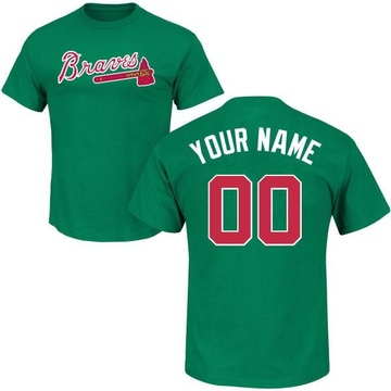 Men's Atlanta Braves Custom ＃00 St. Patrick's Day Roster Name & Number T-Shirt - Green