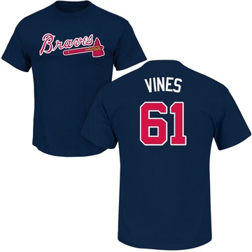 Men's Atlanta Braves Darius Vines ＃61 Roster Name & Number T-Shirt - Navy