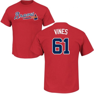 Men's Atlanta Braves Darius Vines ＃61 Roster Name & Number T-Shirt - Red