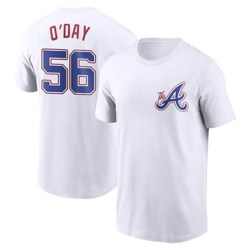 Men's Atlanta Braves Darren O'Day ＃56 2023 City Connect Name & Number T-Shirt - White