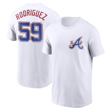 Men's Atlanta Braves Dereck Rodriguez ＃59 2023 City Connect Name & Number T-Shirt - White