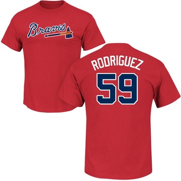 Men's Atlanta Braves Dereck Rodriguez ＃59 Roster Name & Number T-Shirt - Red