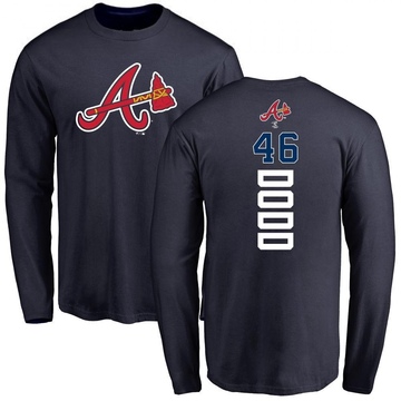 Men's Atlanta Braves Dylan Dodd ＃46 Backer Long Sleeve T-Shirt - Navy