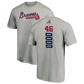 Men's Atlanta Braves Dylan Dodd ＃46 Backer T-Shirt Ash