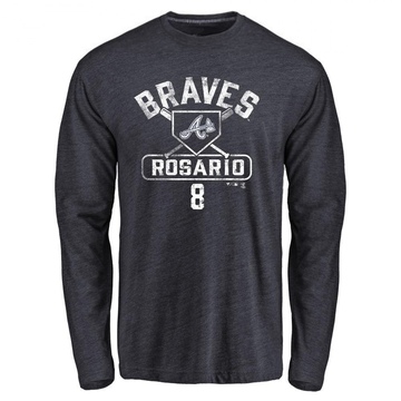 Men's Atlanta Braves Eddie Rosario ＃8 Base Runner Long Sleeve T-Shirt - Navy