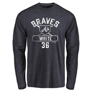 Men's Atlanta Braves Eli White ＃36 Base Runner Long Sleeve T-Shirt - Navy