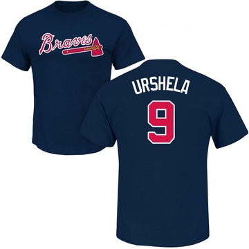 Men's Atlanta Braves Gio Urshela ＃9 Roster Name & Number T-Shirt - Navy