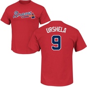 Men's Atlanta Braves Gio Urshela ＃9 Roster Name & Number T-Shirt - Red