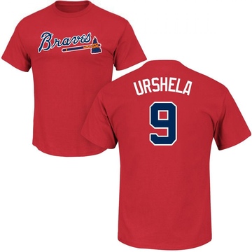 Men's Atlanta Braves Gio Urshela ＃9 Roster Name & Number T-Shirt - Red